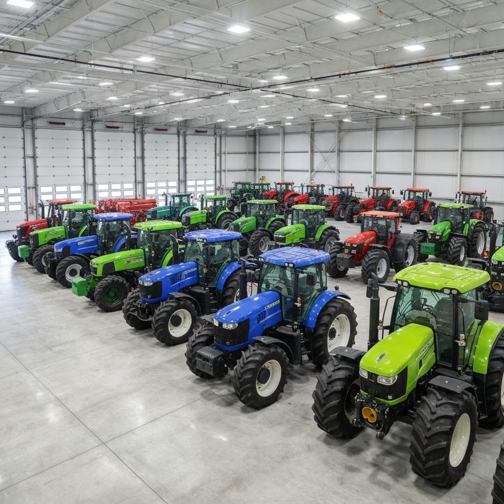 Entrepôt agricole avec machines